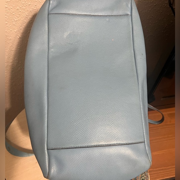 Blue, Coach leather diaper bag with strap and changing pad